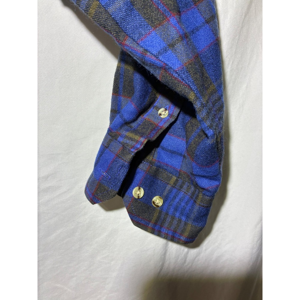 Private Club Mens Blue Black Plaid Flannel Shirt Long Sleeve 100% Acrylic Sz LT - Picture 4 of 7